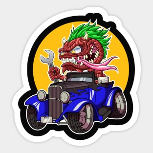 DigiRods Gremlin Mechanic Monster Driver Blue 1930's Custom Hot Rod Shifter Cartoon Car Sticker